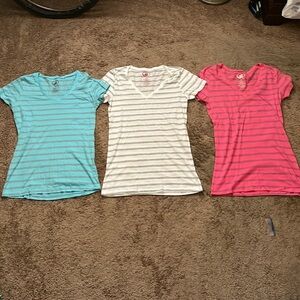 OP short sleeve v neck striped tees 3 pack